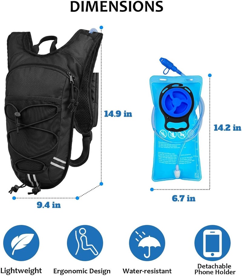 DEVONWIDE Lightweight Hydration Backpack 2L Water Bladder Pack for Running, Cycling, Hiking – Anti-Theft Water Backpack with Phone Holder, Trekking Pole Holder & Reflective Strips for Men & Women - Image 2